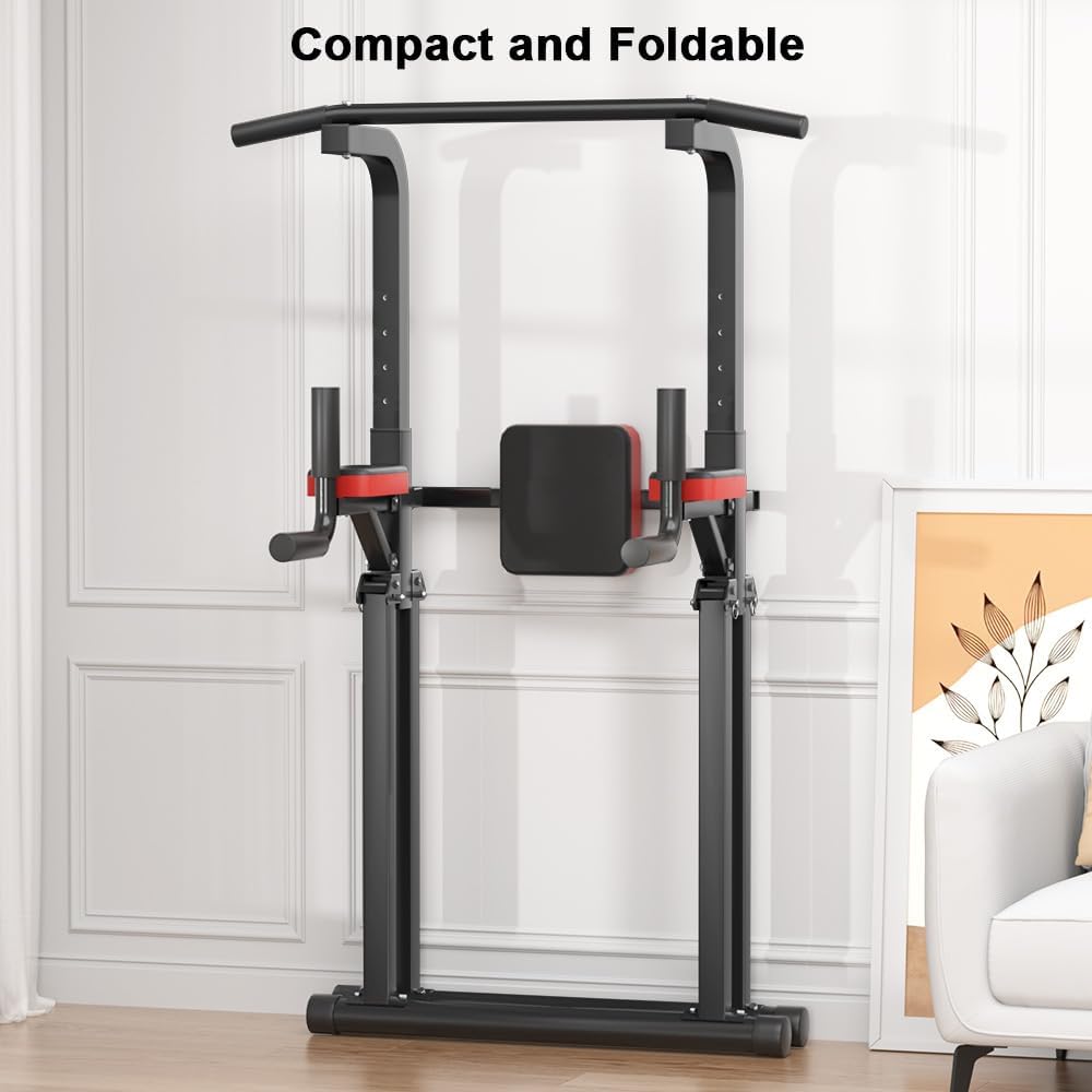 Foldable Power Tower, Adjustable Multifunction Pull Up Bar Tower Station, Pullup Dip Station Rack for Home Gym - Image 2