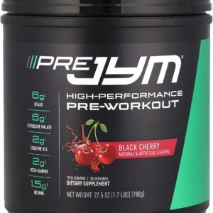 JYM Supplement Science Pre JYM Black Cherry Pre Workout Powder for Men & Women, BCAAs, Nootropics, Creatine HCI, Citrulline, Beta-Alanine, Betaine, Taurine, Huperzine, 30 Servings
