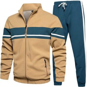 LBL Leading the Better Life Men’s Sweat Suit 2 Piece Outfit Casual Contrast Sports Jogging Tracksuits Set