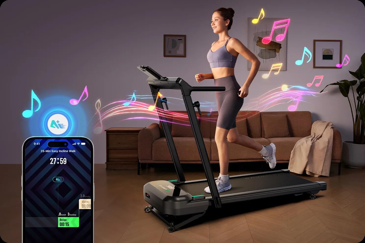 UREVO Foldimix Treadmill Walking Pad with Adjustable Handle Bar for Home Office, Multi-Functional Workstation Treadmill, Dual Brushless Motorized, 14-Point Shock Absorption, Compact Design - Image 6