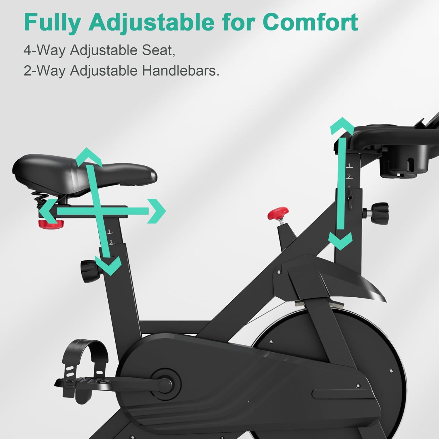 Exercise Bike, Indoor Cycling Bike with 32 Levels of Adjustable Magnetic Stationary Bike, Cycle Bike with 300lbs Weight Capacity, Workout Bike with PitPat App & Comfortable Seat Cushion - Image 6