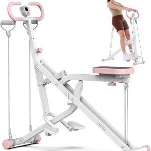 Squat Machine for Home, 2-in-1 Squat & Rowing Exercise Equipment with 3 Resistance Bands, Foldable Glutes & Leg Trainer, 400lbs Capacity for Thighs, Butt, Core Workout