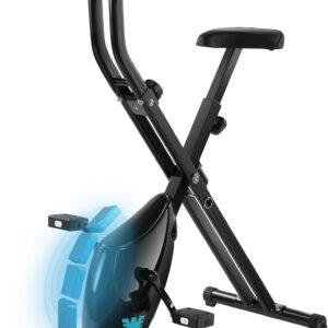 BARWING Stationary Exercise Bike for Home Workout, 5 IN 1 Foldable Indoor Cycling Bike for Seniors, 350LB Capacity, 16-Level Magnetic Resistance, Seat Backrest Adjustments