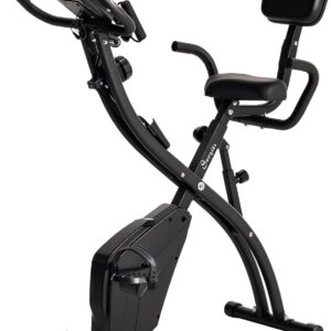 Soozier Folding Exercise Bike, 3-in-1 Recumbent Exercise Bike, Upright Workout Bike with Pulse Sensor, Arm Resistance Bands, Adjustable Seat, 8-Level Magnetic Resistance
