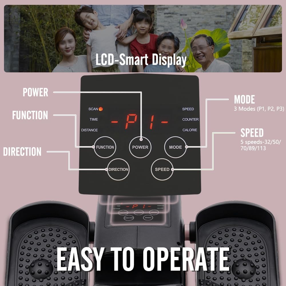 Under Desk Elliptical Electric Seated Pedal Exerciser Home Office Leg Exercise Equipment with Remote Control Seated Mini Elliptical Machines Portable Trainer for Teens Seniors Adults - Image 2