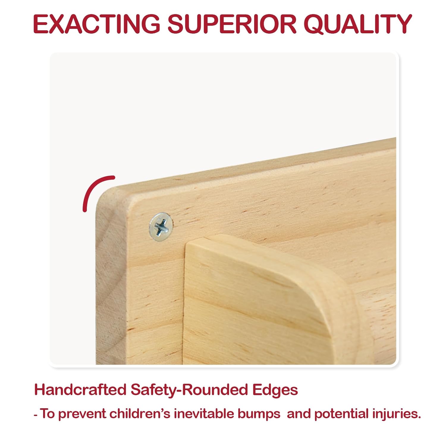 Monläurd® Wooden Baby Pull Up Bar – Montessori Wall-Mounted Handrail for Toddlers Learning to Stand, Balance & Walk, Safe Indoor Support for Early Motor Skill Development - Image 3