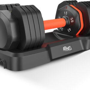 55LB Adjustable Dumbbells Set, Dumbbell Set with Rack 15-55 lbs Free Weights 15/25/35/45/55LB Weights, Home Gym Equipment, Weight Set for Home Workout