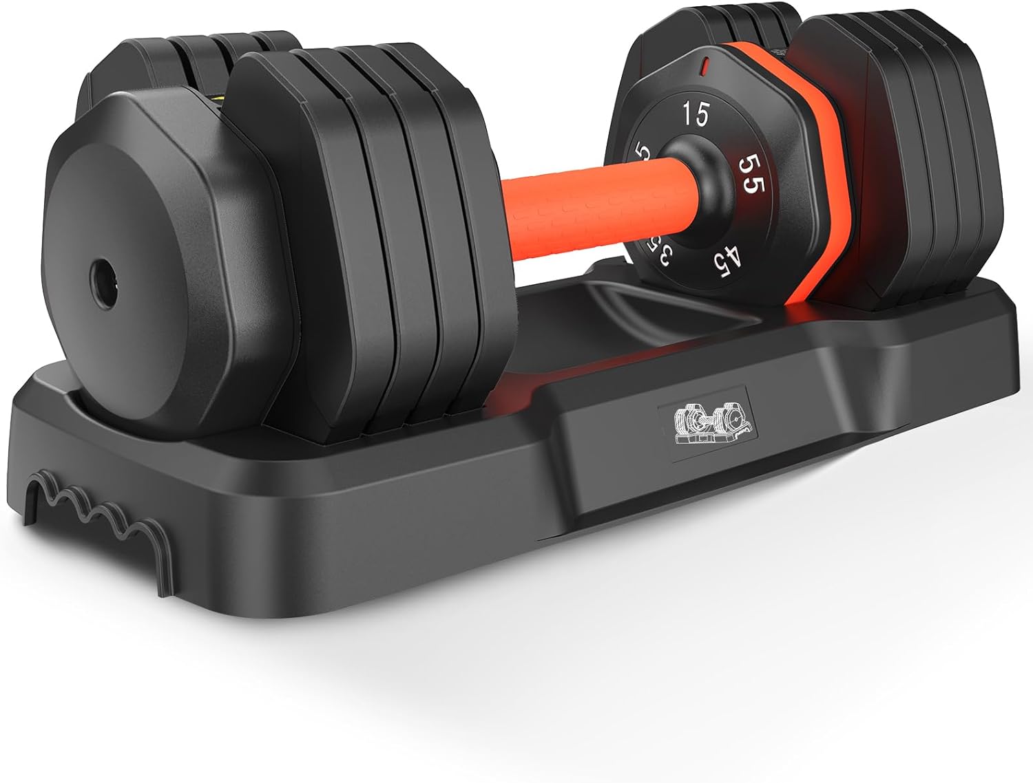 55LB Adjustable Dumbbells Set, Dumbbell Set with Rack 15-55 lbs Free Weights 15/25/35/45/55LB Weights, Home Gym Equipment, Weight Set for Home Workout