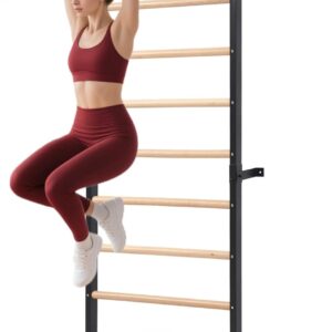 Solid Beechwood Stall Bar – Wall-Mounted Gymnastics Wall Ladder, Durable Beech Wood Rungs Resist Cracking, Perfect for Pull-Ups, Stretching & Home Gym
