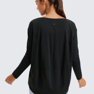 CRZ YOGA Pima Cotton Long Sleeve Workout Shirts for Women Loose Fit Athletic Yoga T-Shirts Casual Boat Neck Fall Tops
