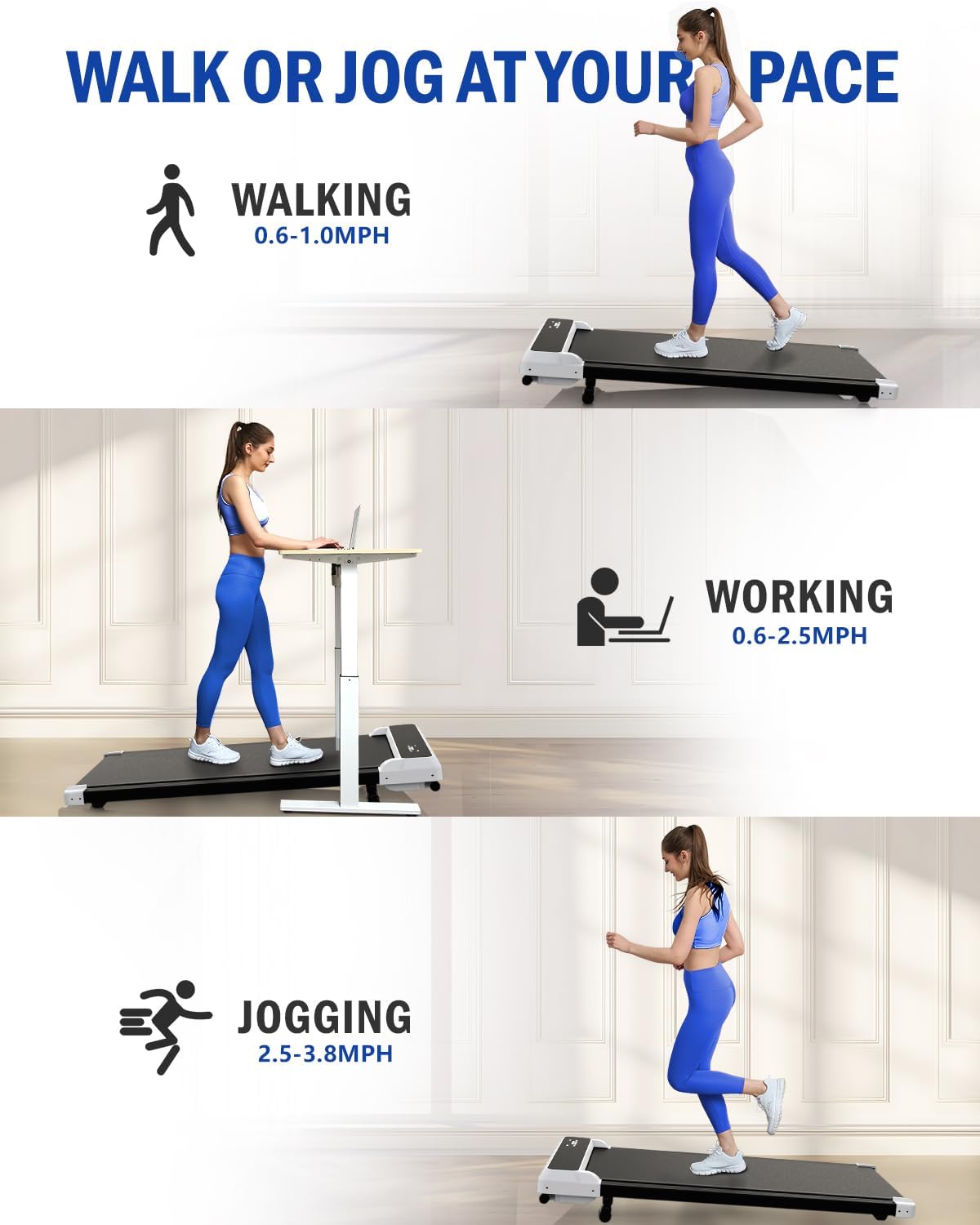 Walking Pad with Incline,2 in 1 Walking Pad Treadmill for Walking and Running, Under Desk Treadmill 5% Incline for Home/Office with LED Display - Image 2