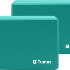 Tumaz Yoga Blocks 2 Pack with Strap Set, High Density/Lightweight EVA Foam and Non-Slip Natural Cork Blocks & Premium 8F Yoga Strap Set – E-Book Included
