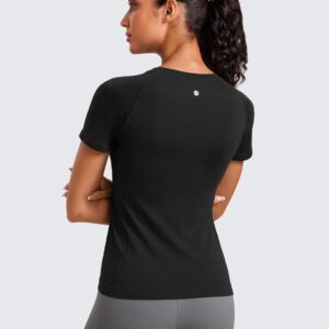 CRZ YOGA Seamless Workout Tops for Women Short Sleeve Athletic Tees Breathable Gym Running Yoga Shirts