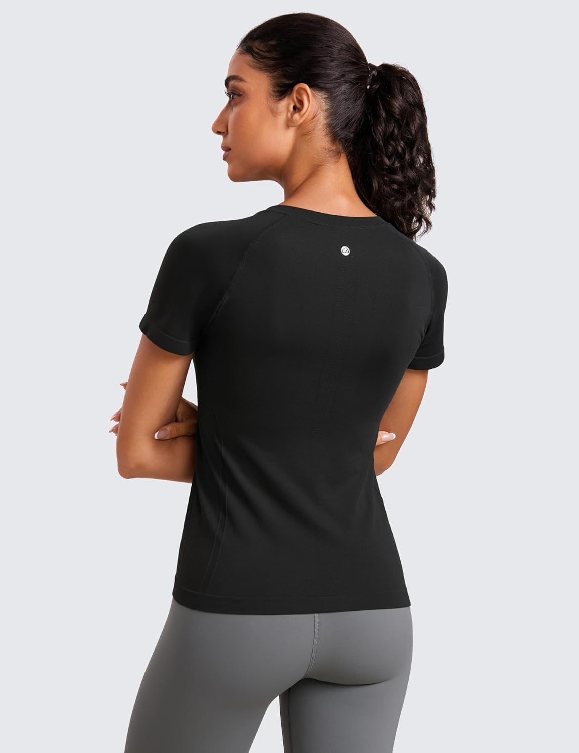 CRZ YOGA Seamless Workout Tops for Women Short Sleeve Athletic Tees Breathable Gym Running Yoga Shirts - Image 2