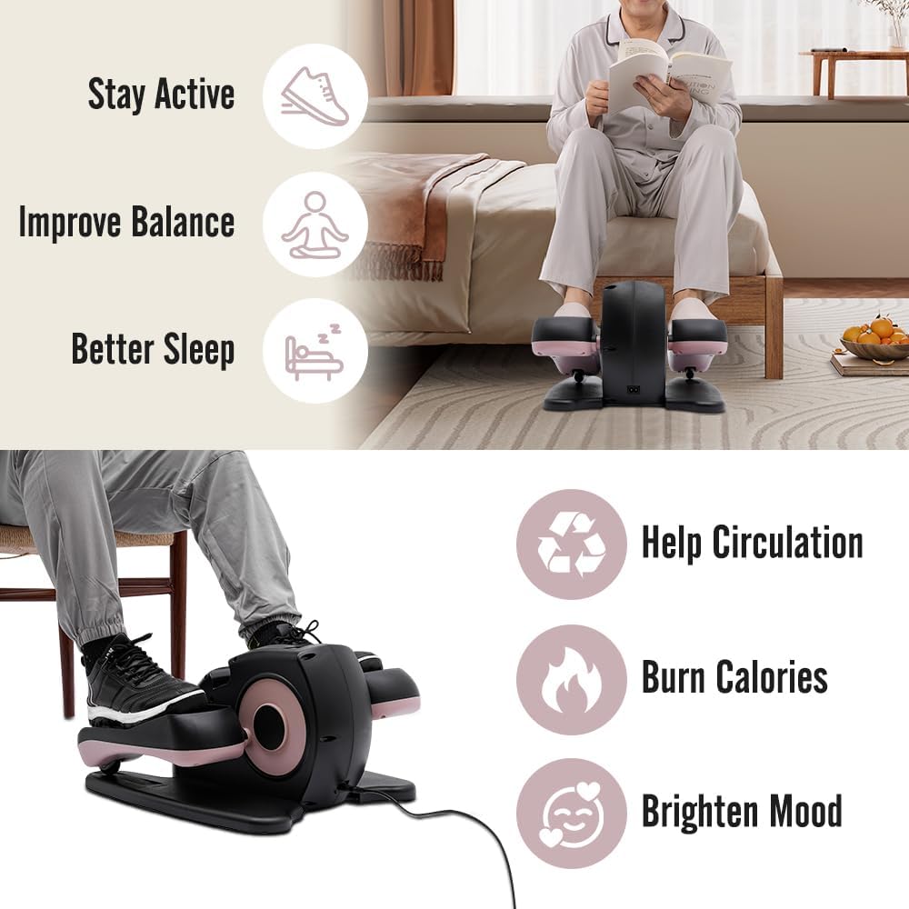 Under Desk Elliptical Electric Seated Pedal Exerciser Home Office Leg Exercise Equipment with Remote Control Seated Mini Elliptical Machines Portable Trainer for Teens Seniors Adults - Image 4