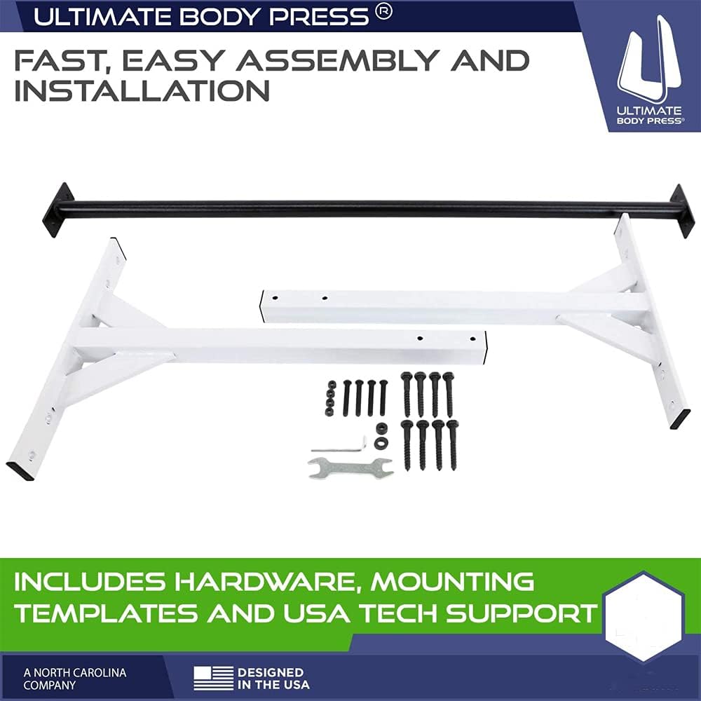 Wall or Ceiling Mount Pull Up Bar with 48” Straight Bar and 22” Risers, Double Wall Mounting Plates Fit 16” or 24” Studs and Joists by Ultimate Body Press - Image 5