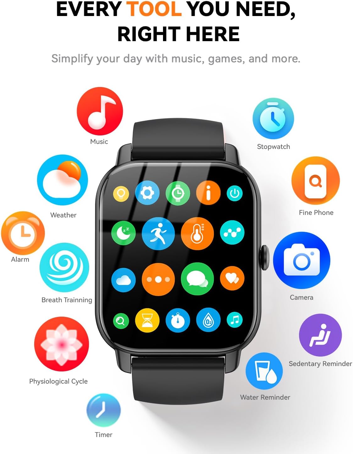 Smart Watches for Men Women(Answer/Make Call), 1.85 inch HD Fitness Tracker Watch with Activity Counter/Sleep Monitor/ 110+ Sports Modes, IP68 Waterproof Smart Watch for Android iPhone iOS Compatible - Image 7
