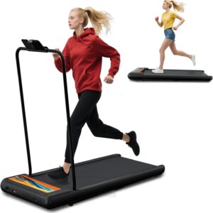 Treadmill with Handles, 2.5HP Walking Pad Treadmills with Handle Bar, Under Desk Treadmill with Remote Control LED Display, Electric Treadmills for Home Small, 270LBS Capacity