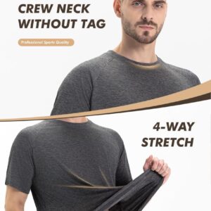 5 Pack Workout Shirts for Men-Quick Dry Black Gym Moisture Wicking Short Sleeve T-Shirts for Running Athletic Casual