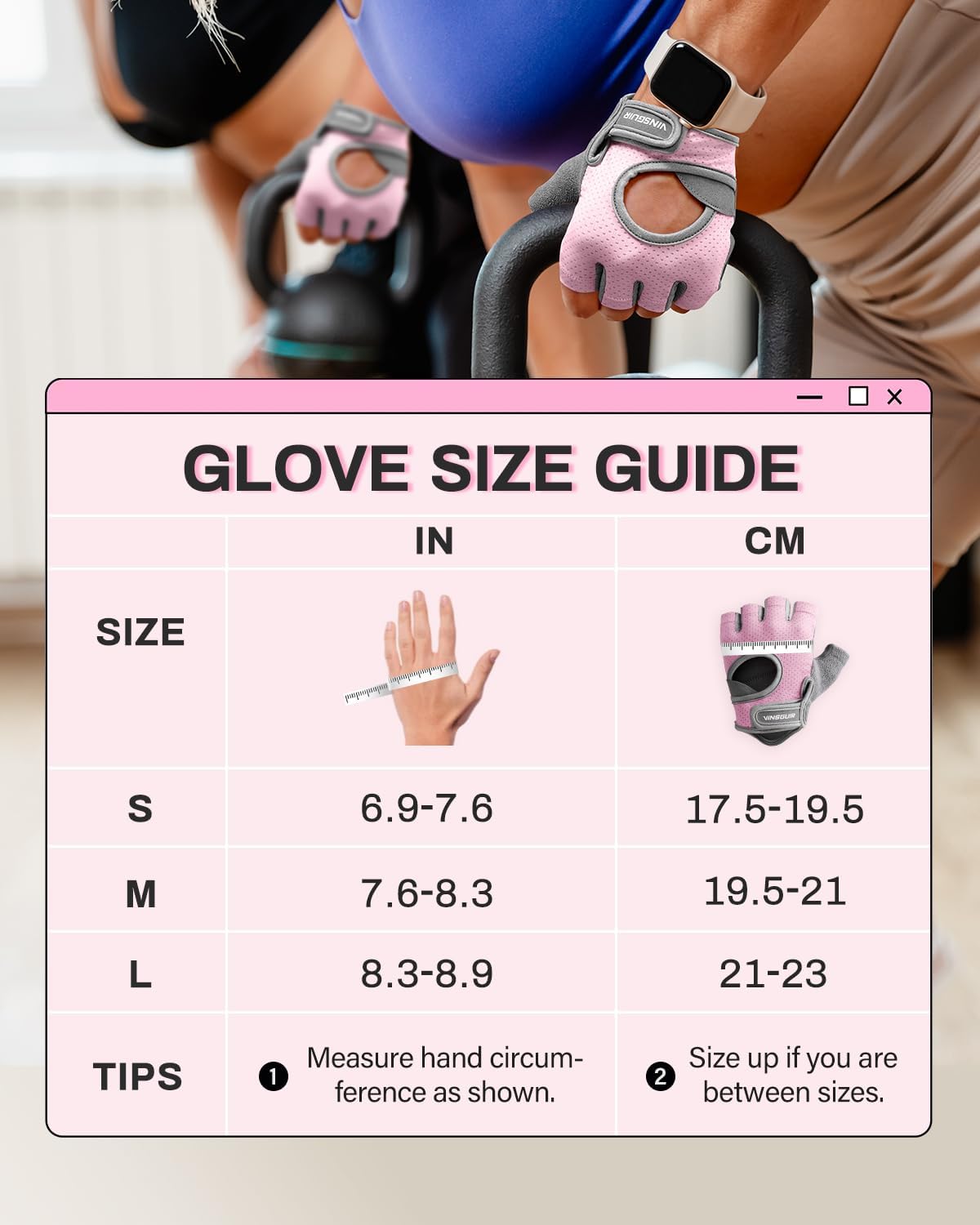 VINSGUIR Workout Gloves for Women and Men, Breathable Weight Lifting Gloves for Gym Exercise, Fitness, Training, and Cycling, with Excellent Grip and Cushion Pads - Image 8
