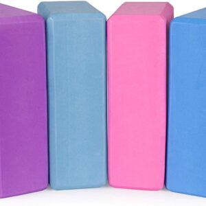 Yoga Blocks 9”x6”x3”, 4 Pack High Density Yoga Brick Foam Blocks to Improve Strength, Flexibility and Balance, Light Weight and Non-Slip Surface for Yoga, Pilates and Meditation