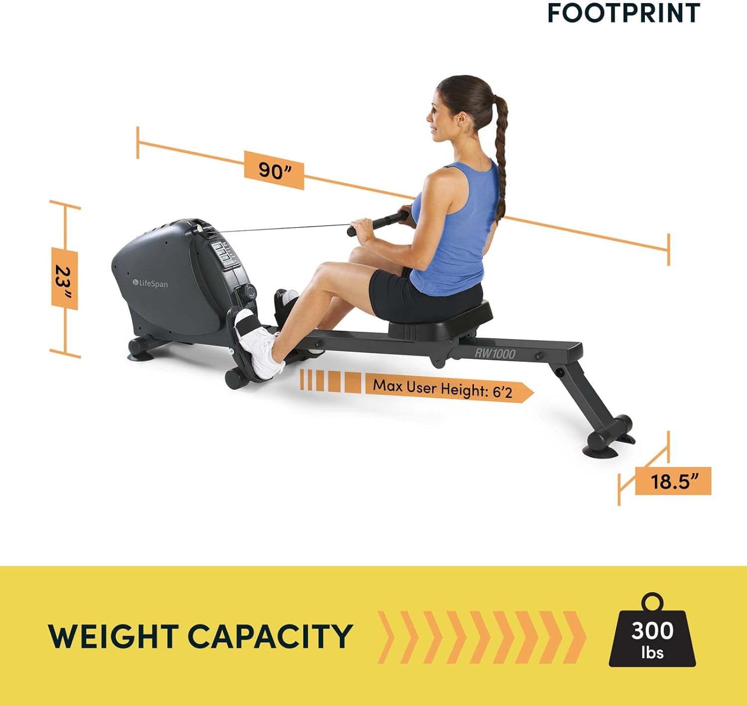 LifeSpan Fitness RW1000 Foldable Indoor Rowing Machine for Home Gym/Office, Ultra-Quiet Magnetic Resistance, Battery-Powered, Charcoal - Image 3