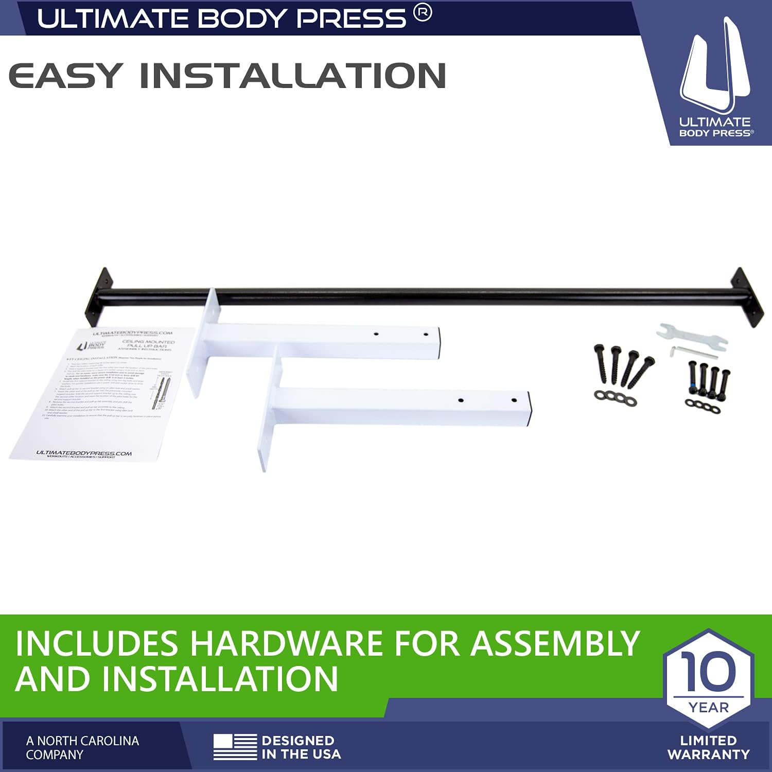 Ceiling Mount Pull Up Bar with 48” Straight Bar and 14” Risers, Fits 16” and 24” Joist by Ultimate Body Press - Image 5