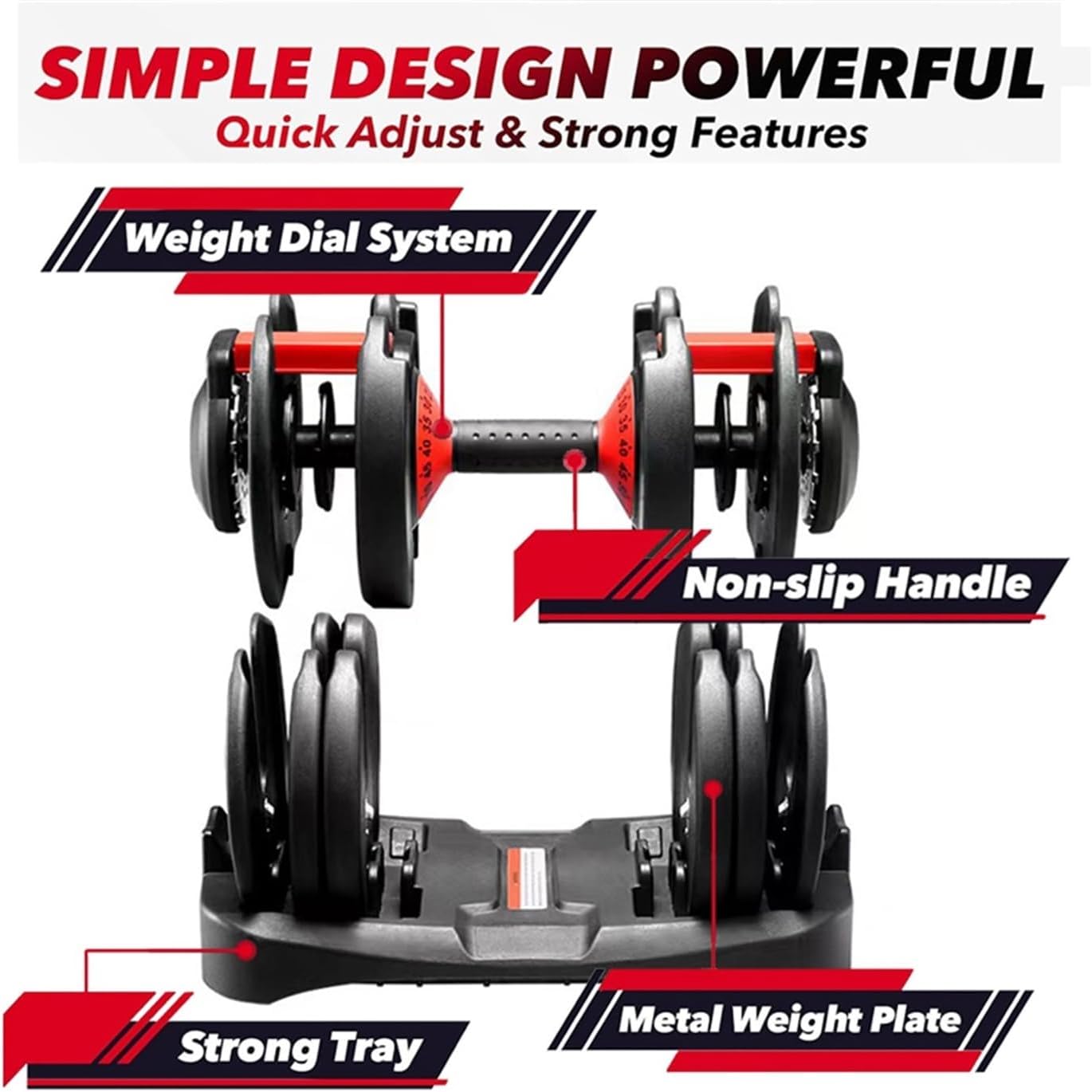 15 Weight in 1 Adjustable Dumbbell 53LB with Fast Automatic Adjustable and Weight Plate for Body Workout Home Gym (24kg/53lb)2pcs - Image 7