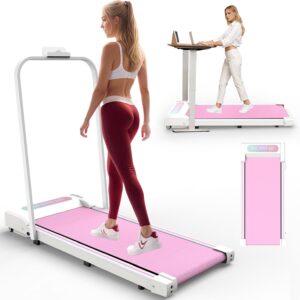 Walking Pad Treadmill with Handle, 265LBS Under Desk Folding Treadmill for Home/Office, 2.5HP Treadmills with Remote Control, LED Display