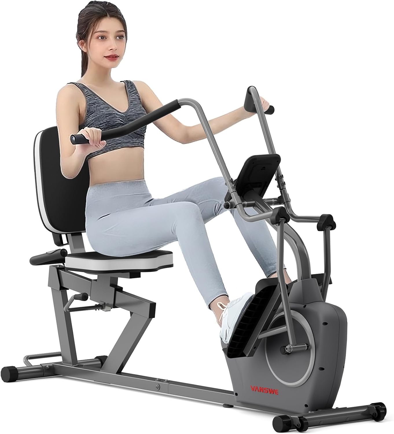 VANSWE Recumbent Exercise Bike for Adults Seniors - Recumbent Bikes for Home with Magnetic Resistance, Bluetooth and App Connectivity, Pulse Sensor - Image 2
