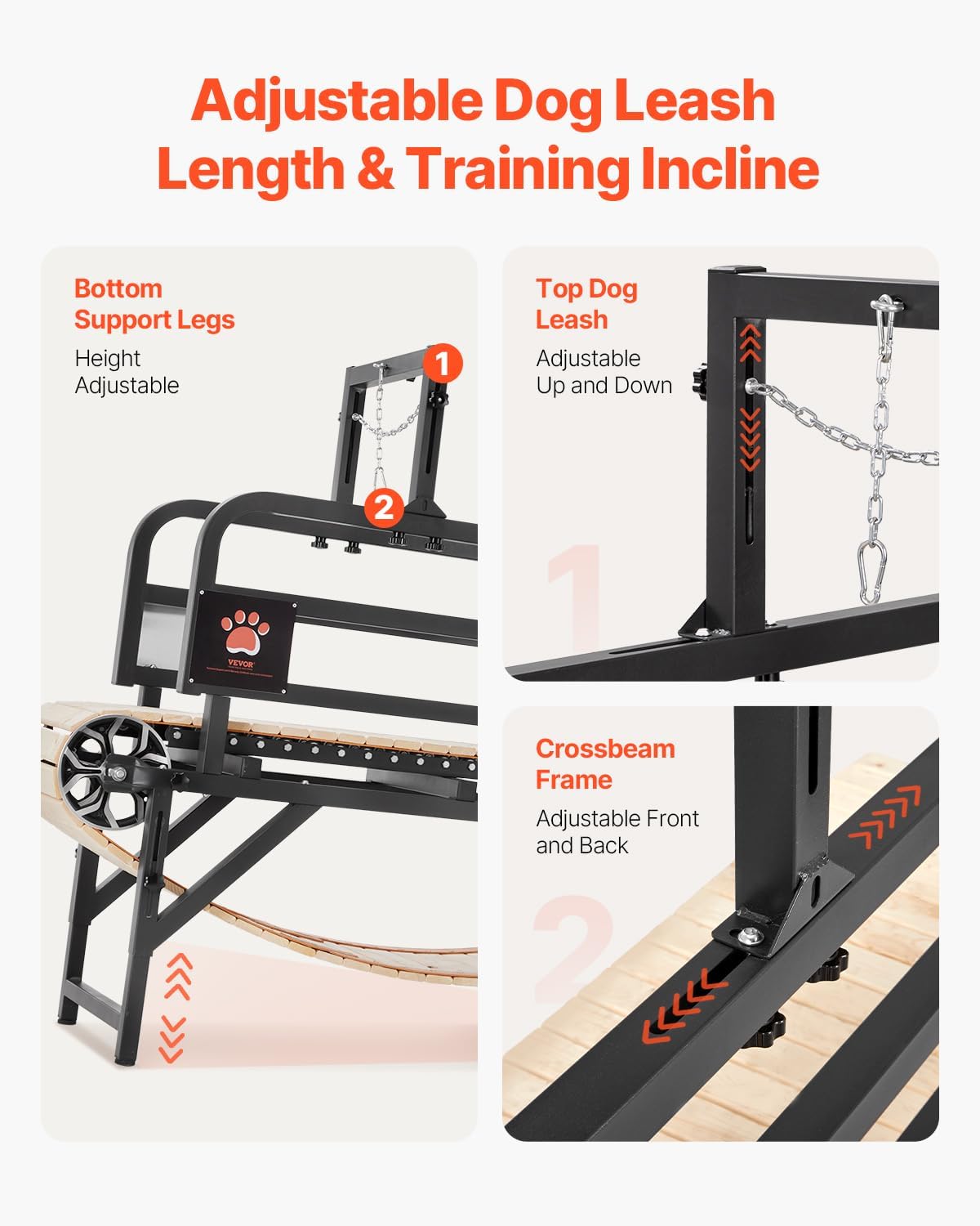 VEVOR Dog Treadmill for Large/Medium Dogs with Brake, Slatmill with 3 Adjustable Ramps, Doggy Pacer to Unleash Joy, Keep Active & Fit, Supports Up to 330 lbs - Image 4