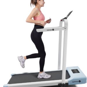 DeerRun Walking Pad Treadmill with Incline and Handle Bar, 3 in 1 Foldable Treadmills for Home Small Office, 300lbs Portable Compact Under Desk Treadmill with App