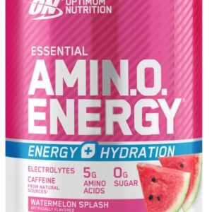 Optimum Nutrition Amino Energy Powder Plus Hydration, with BCAA, Electrolytes, and Caffeine, Watermelon Splash, 30 Servings (Packaging May Vary)