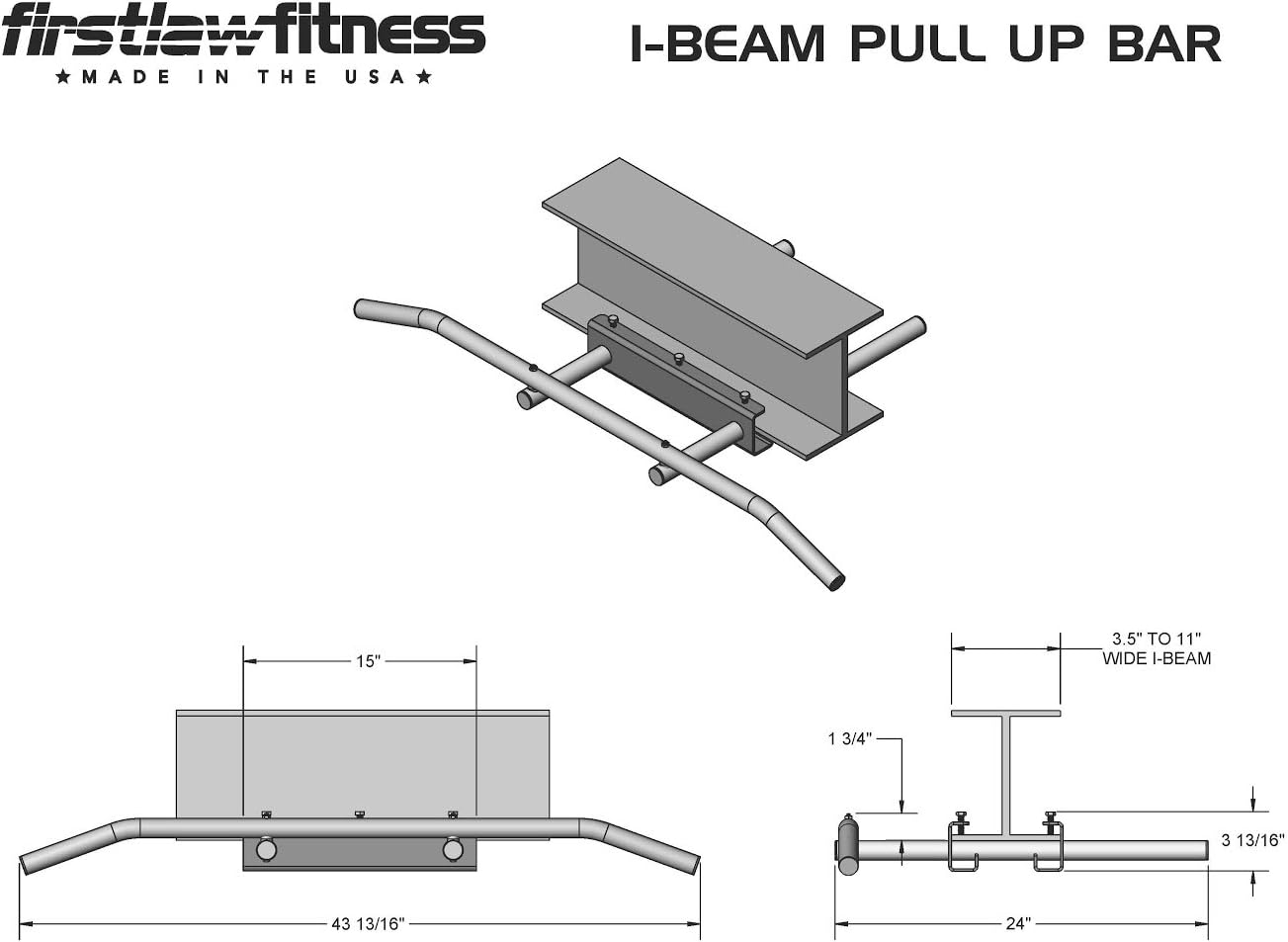 600 LBS Weight Limit - I-Beam Pull Up Bar - Long Bar with Bent Ends - Durable Rubber Grips - RED Label - Made in The USA! - Image 6