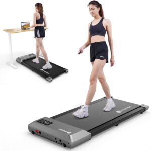 DeerRun Walking Pad 2 in 1 Under Desk Treadmill, 2.5HP Low Noise Walking Pad Running Jogging Machine with Remote Control for Home Office, Lightweight Portable Desk Treadmill Installation Free