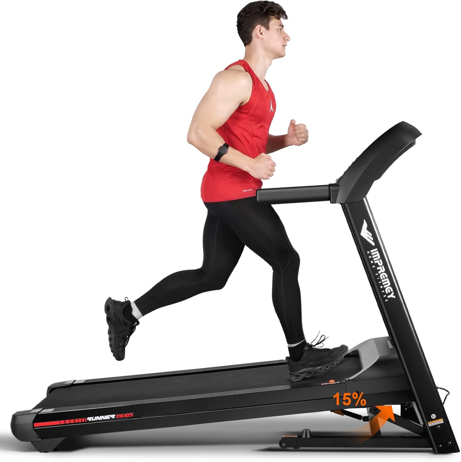Impremey Folding Treadmill with Auto Incline 15%, 3.5HP, 350 Lb Capacity, 11 MPH, 50" x 19" Ultra Large Running Area, Heart Rate Monitor Armband, HRC Training for Home Walking and Running - Image 7