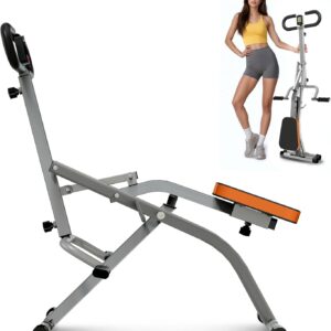 Squat Machine, Ab Workout Equipment, 265lbs Loading Capacity Rowing Machines for Home Foldable with Adjustable Resistance Bands and Display