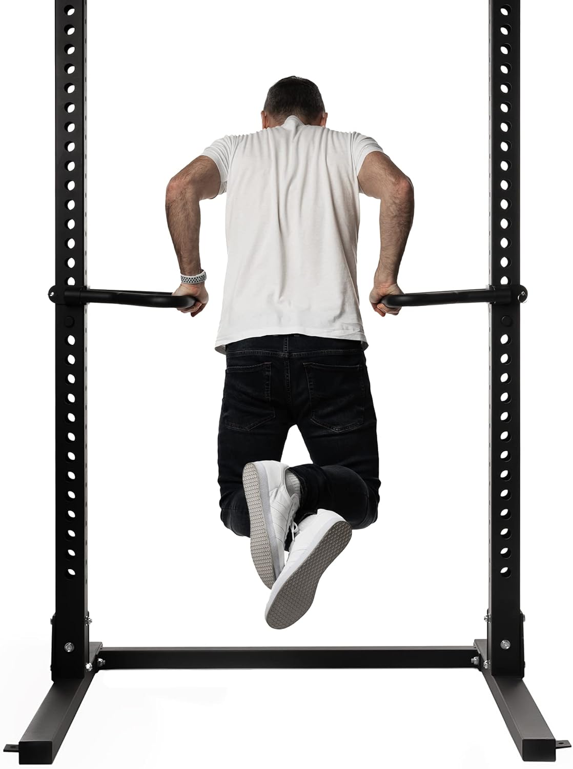 AmStaff Fitness Dip Bar Attachment for Squat & Power Rack – Compatible for 2x2" - 2.5x2.5" - 3x3" Inches Tube with 1-Inch Hole Racks – (Pair) - Image 2