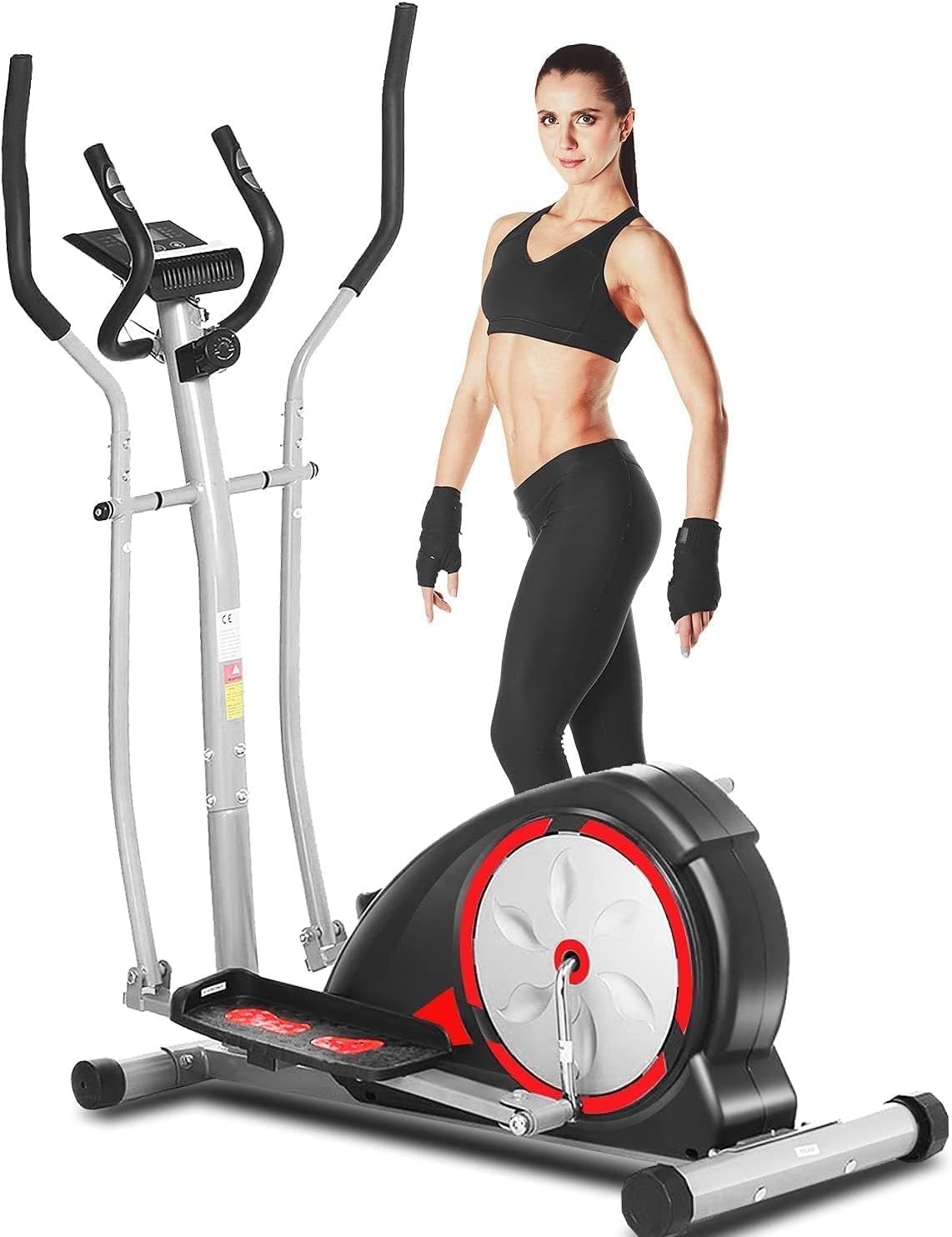 ANCHEER Elliptical Exercise Machine, Elliptical Training Machines with Pulse Rate Grips and LCD Monitor, Elliptical Machine for Home with 8 Resistance Levels Smooth Quiet Driven, Max 500Lbs Loading