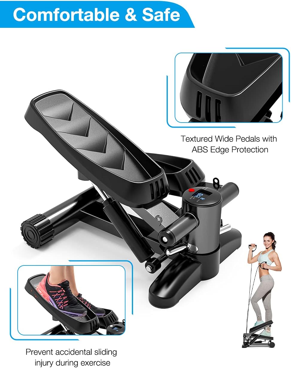 Mini Steppers for Exercise, Portable Mini Stair Stepper Exercise Equipment for Home with Resistance Band & Calories Display & Non-Slip Mat,Aerobic Step Fitness Machines for Office Workout - Image 6