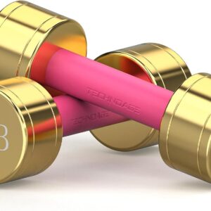 TECHNOAGE Round Dumbbell Sets with Steel Handle, Odorless Neoprene rubber Handle Cover