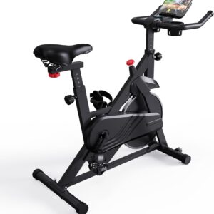 Superun Exercise Bike, Stationary Bikes for Home with Brake Pad, Low Noise Indoor Cycling Bike with 300LBS Weight Capacity, Workout Bike for Home Gym with Pad Mount LCD Monitor and Cup Holder