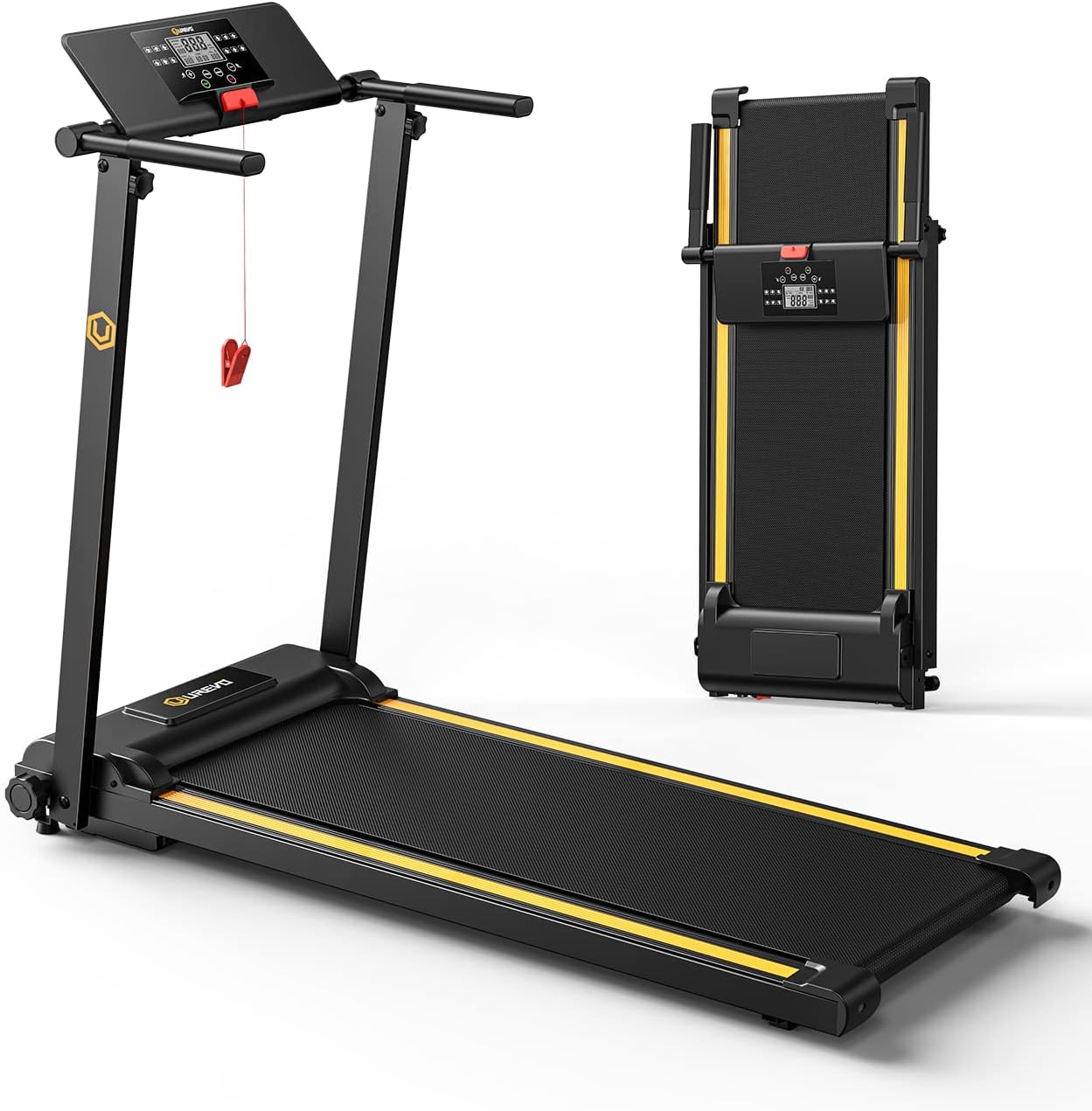 UREVO Treadmill with Desk Workstation, Walking Pad Treadmills for Home Office, Under Desk Compact Design Treadmill with HIIT Programs, Remote Control, LED Display - Image 9