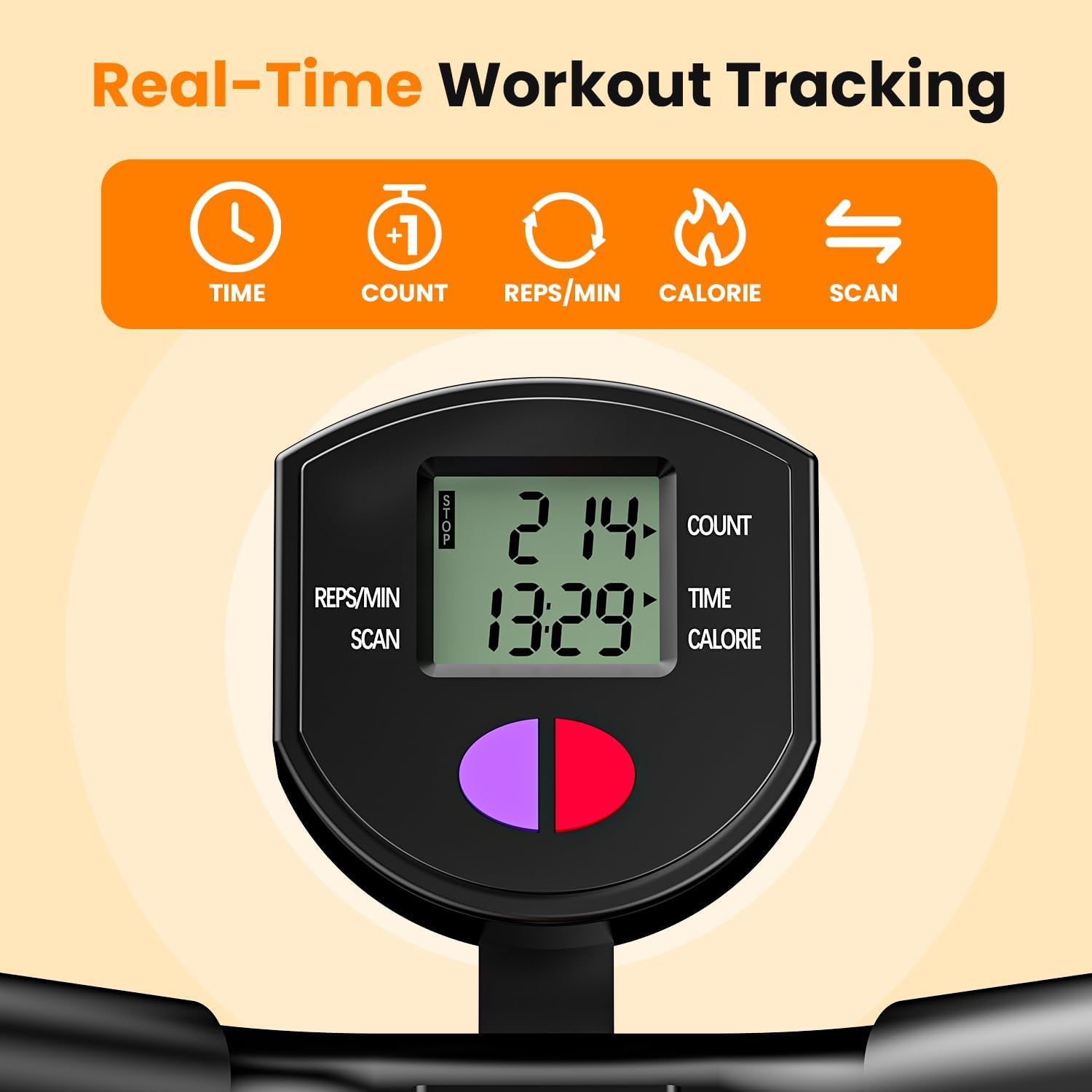 OWLSKY Squat Rowing Machine for Home Workout, Foldable Squat Assist & Row Trainer with LCD Monitor, 3 Resistance Bands, Adjustable Seat, Heavy Duty 350 lbs, Full-Body Fitness Equipment - Image 3