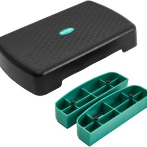 Yes4All 18.9″ Aerobic Exercise Step Platform with 2 Risers, Adjustable Height Workout Stepper 3″ 5.1″ for Home Gym