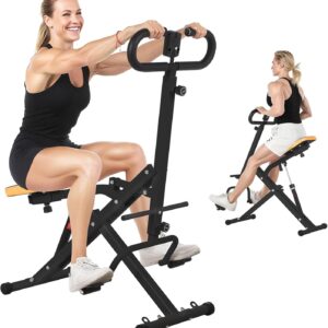 Squat & Rowing Machine – 12-Level Resistance Home Gym Equipment for Glutes, Legs, Core | Foldable Butt Lifter Hip Thrust Trainer with Leg Press & Ab Workout