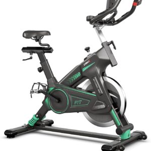 GYMAX Exercise Bike, Stationary Indoor Cycling Bike with 40lbs Flywheel, LCD Display, Adjustable Seat & Handlebar, Quiet Belt Drive for Home Gym Cardio Training Workout Fitness
