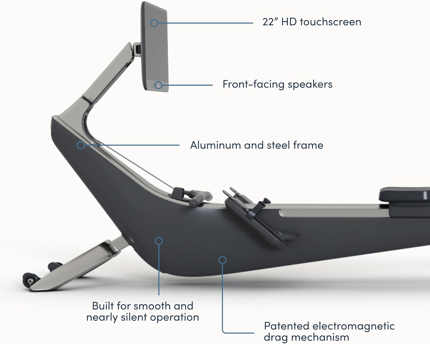 Hydrow Origin Rowing Machine with Immersive 22" HD Rotating Screen - Stows Upright | Live and On-Demand at-Home Workouts, Membership Required - Image 9