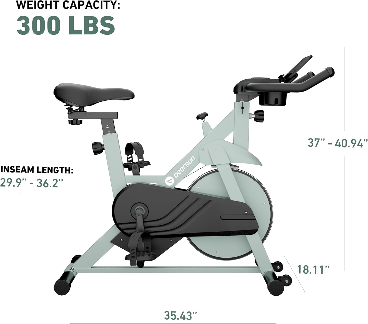 DeerRun Exercise Bike, Indoor Cycling Bike Brake Pad/Adjustable Magnetic Stationary Bike with App, Low Noise Workout Bike for Home Cardio 300lbs Weight Capacity with Pad Mount & LCD Monitor - Image 2