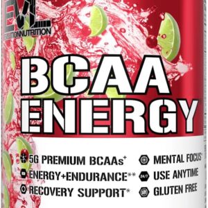 EVL BCAAs Amino Acids Powder – BCAA Energy Pre Workout Powder for Muscle Recovery Lean Growth and Endurance – Rehydrating Post Workout Recovery Drink with Natural Caffeine – Cherry Limeade